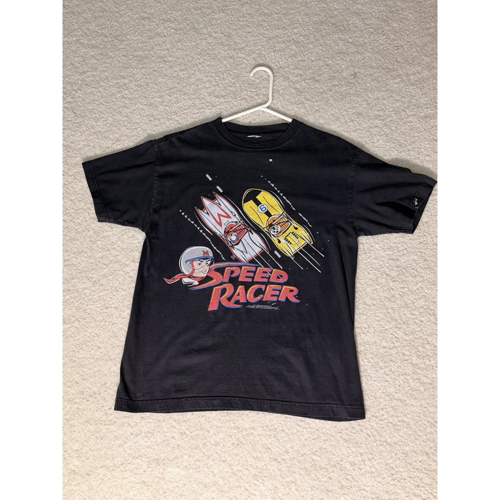 Vintage 1992 Speed Racer Graphic T Black Anime Cartoon Single Stitch Distressed